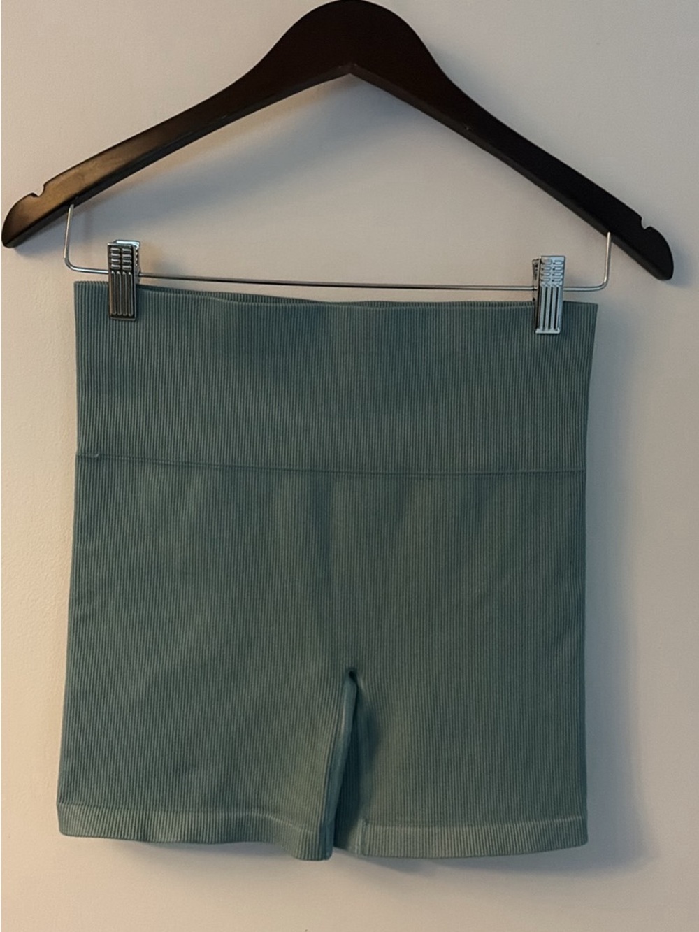 Aritzia TNA Ribbed High-Waist Bike Shorts - Sage